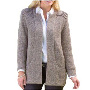 Simply Natural Linda Ebel Tan Peruvian Alpaca Open Front Cardigan Sweater OS